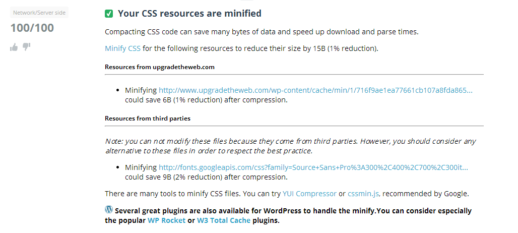 Minified CSS Dareboost